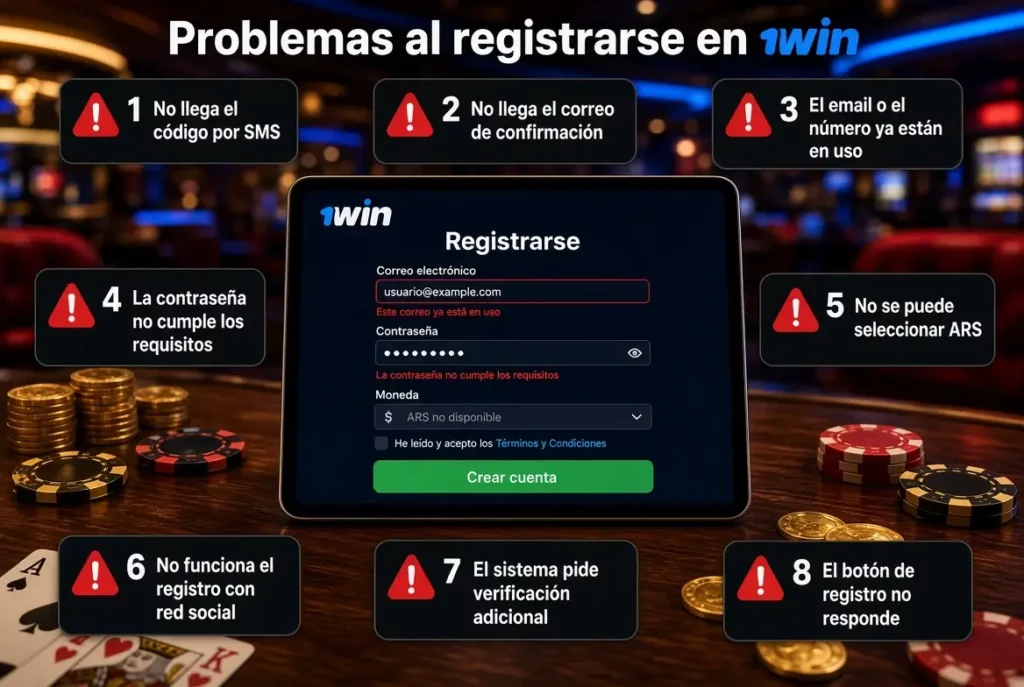 Problemas frecuentes durante el registro